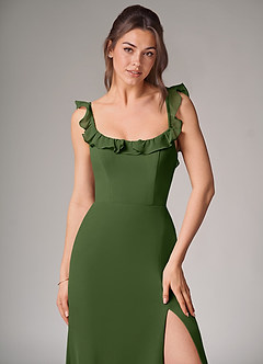 Azazie Callie Brautjungfernkleider Wandelbar Meerjungfrau-Linie Seitliche Cut-Outs Chiffon Kleid Olivgrün image5