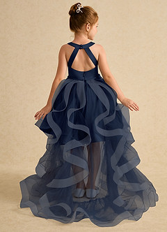 Azazie Julietta Robe Demoiselle D'honneur Fillette Robe Princesse en Tulle Convertible Bleu Marine Foncé image1