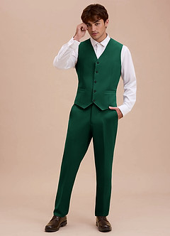 front Ethan Emerald Refined Weave Suit Vest