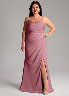 Azazie Deandra Brautjungfernkleider Meerjungfrau-Linie Plissee Stretch-Satin Kleid Vintage Mauve image7