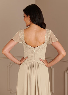 Azazie Gwenyth Mother of the Bride Dresses Champagne A-Line Lace Chiffon Dress image7