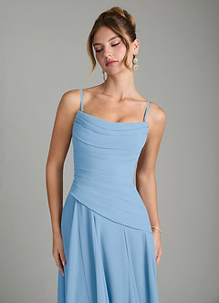 Azazie Gabriela Abiti da Damigella Abito A-Line in Chiffon Corsetto Azzurro Polvere image9