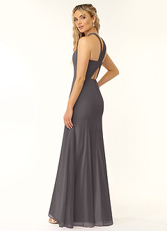 Azazie Rue Bridesmaid Dresses Steel Grey A-Line Halter Chiffon Dress image5