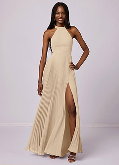 Barbie ♥ Azazie Bridesmaid Dresses Champagne A-Line Pleated Chiffon Dress image1