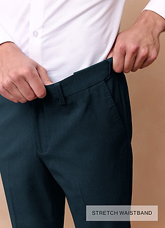 front Savile Sarcelle Pantalon habillé en mélange de laine