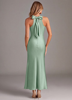 Azazie Doretta 신부 들러리 드레스 인어 주름진 스트레치 새틴 발목 길이 드레스 image6