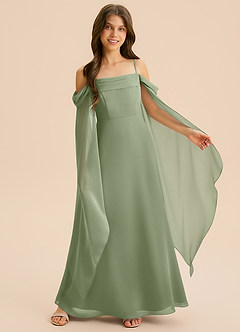 Azazie Moana Junior A-Linie Plissee Chiffon Kleid Pistazie image6