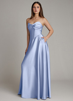 Azazie Meleena Bridesmaid Dresses Ice A-Line Strapless Stretch Satin Dress image6