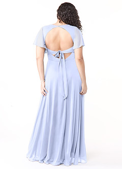 Azazie Induh Robes de demoiselle d'honneur Robe Trapèze en Maille Col en V à volants Lavande image8
