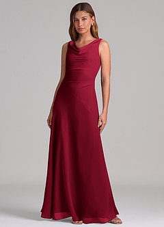 Azazie Nerine Brudtärnklänningar Klä av A-Linje i Chiffong Plisserad Bourgogne image3