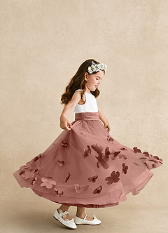 Azazie Vi Flower Girl Dresses Cedar Rose A-Line Sleeveless Tulle Dress image2