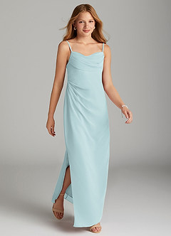Azazie Mai Junior Mist Sheath Pleated Chiffon Dress image4