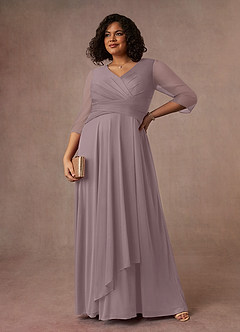 Azazie Annetta Abiti per la Madre della Sposa Abito A-Line in Maglia Plissettao con Scollo a V Dusk image7