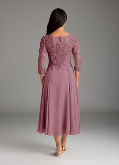 Azazie Marge Kleider für die Brautmutter A-Linie Schaufel Spitze Chiffon Kleid Vintage Mauve image3