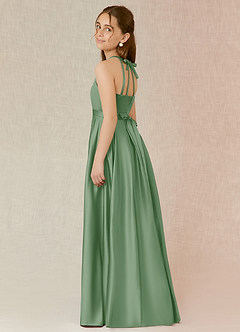 Azazie Arianthe Junior Matcha A-Line with Pockets Matte Satin Dress image3