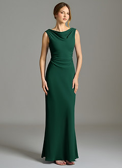 Azazie Kieryn Bridesmaid Dresses Emerald Mermaid Pleated Chiffon Dress image5