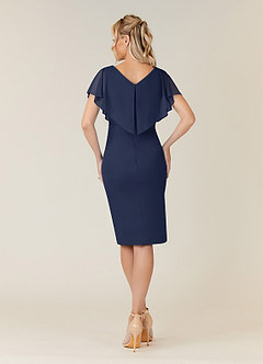 Azazie Waverly Mother of the Bride Dresses Dark Navy Sheath Pleated Mesh Dress image2