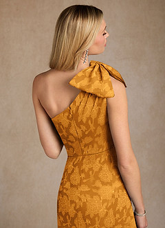 Azazie Easton Mother of the Bride Dresses Butterscotch Ball-Gown One Shoulder Floral Burnout Dress image5