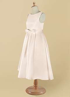 Azazie Coco Flower Girl Dresses White Alabaster A-Line Bow Matte Satin Dress image10