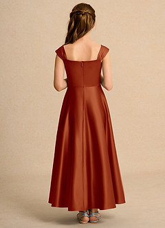 Azazie Bundle Junior Formal vestidos de niña de las flores Vestido de Pimenton de Satin Mate de Corte En A con Plisado image2