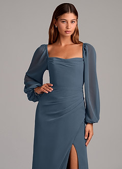 Azazie Brixley Bridesmaid Dresses Neptune Mermaid Long Sleeve Chiffon Dress image7