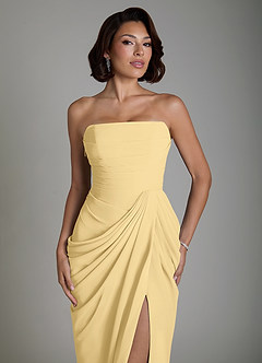Azazie Nyra Vestidos de damas de honor Vestido Butter de Gasa de Corte Recto con Corsé image6