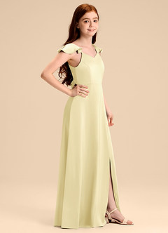 Azazie Everett Junior Klä av A-Line i Stretch Satin Rosett image3