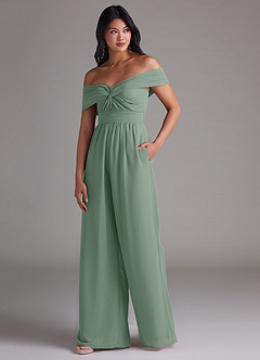 Azazie Lamara Šaty pro družičky Overal Z ramene Z ramene Šifón image4