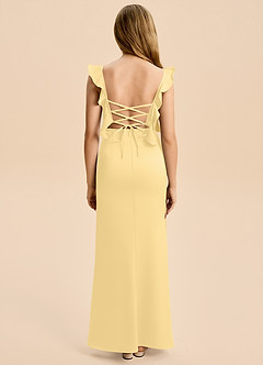 Azazie Jessamine Junior Butter A-Line Ruched Stretch Satin Dress image2