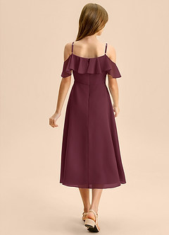 Azazie Kamilla Junior Abito A-Line in Chiffon a Spalla Scoperta Cabernet image2