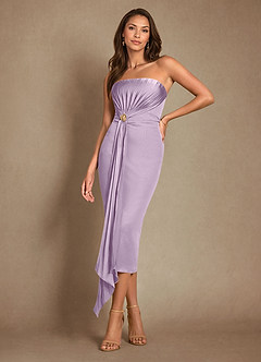 Azazie Dinanta Mother of the Bride Dresses Frosted Lilac Column Pleated Chiffon Dress image1