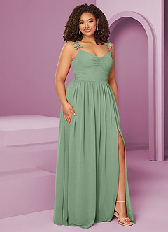 Barbie ♥ Azazie Jurken voor bruidsmeisjes Jurk van Chiffon met A-Lijn Geplooid Matcha image5