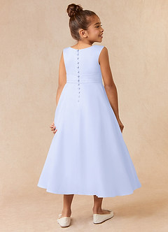Azazie Lindy Flower Girl Dresses Lavender A-Line Pleated Matte Satin Dress image6