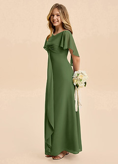 Azazie Selena Junior Olive A-Line Ruched Chiffon Dress image1