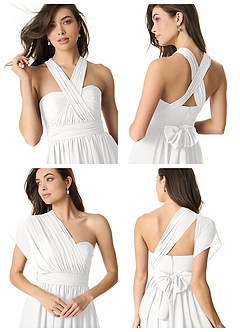 Azazie Olani Bridesmaid Dresses White A-Line One Shoulder Chiffon Convertible Dress image8