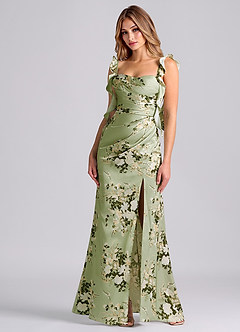 Azazie Jessamine Suknie dla druhen Osłona Gorset Satyna elastyczna Do ziemi Sukienka image4