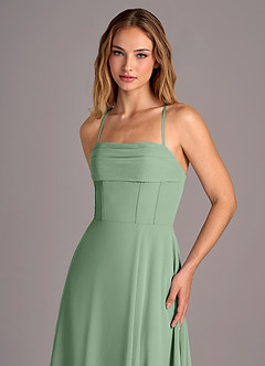 Azazie Carolyn Bridesmaid Dresses Matcha A-Line Pleated Chiffon Dress image2