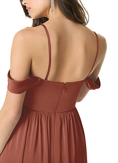 Azazie Morana Final Sale Auburn A-Line Off the Shoulder Stretch Satin Convertible Dress image9