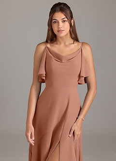 Azazie Darcia Bridesmaid Dresses Bronzer A-Line Side Slit Chiffon Dress image6