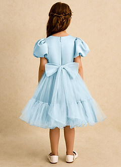 Azazie Cocoa Flower Girl Dresses Sky Blue Ball-Gown Pleated Tulle Dress image6