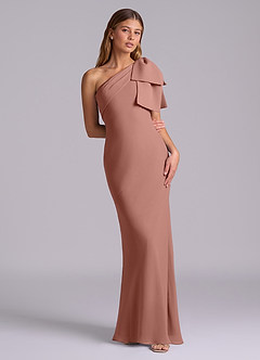 Azazie Yuanna Bridesmaid Dresses Cedar Rose Mermaid One Shoulder Chiffon Dress image3