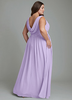 Azazie Novi Robes de demoiselle d'honneur Robe Trapèze en Mousseline de soie Plissé Lilas image8