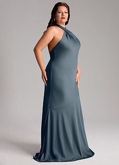 Azazie Lorena Bridesmaid Dresses Twilight Mermaid Pleated Stretch Satin Dress image11