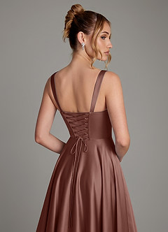 Azazie Azaria Robes de demoiselle d'honneur Robe Trapèze en Satin extensible Corset Expresso image2