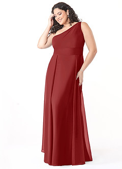 Azazie Dallas Vestidos de damas de honor Vestido de Óxido de Gasa de Corte en A con Hombro unilateral image8
