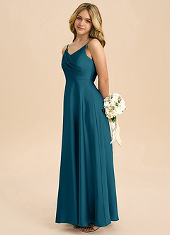 Azazie Bug Junior Klä av A-Line i Stretch Satin Plisserad image7