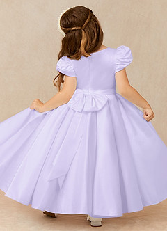 Azazie Jewel Flower Girl Dresses Ball-Gown Pleated Matte Satin Tea-Length Dress image2