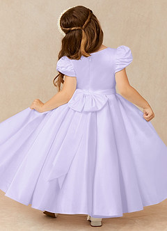Azazie Jewel Flower Girl Dresses Lilac Ball-Gown Pleated Matte Satin Dress image2