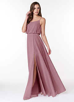 Azazie Lupe Bridesmaid Dresses Vintage Mauve A-Line Scoop Blouson Chiffon Dress image3