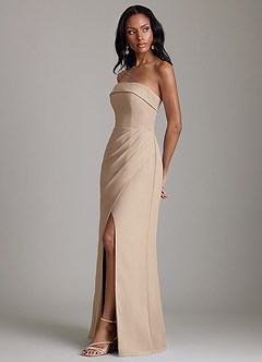 Azazie Aretha Bridesmaid Dresses Taupe A-Line Strapless Chiffon Dress image6